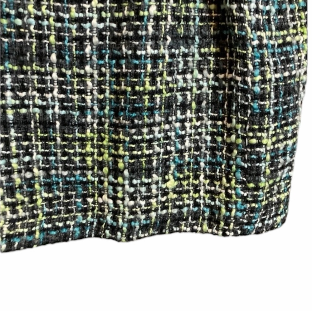 SANDRO ✘ Preppy Turquoise Black Tweed Jacket Midi Skirt Suit 2 Pc Set Office, L - Picture 6 of 12